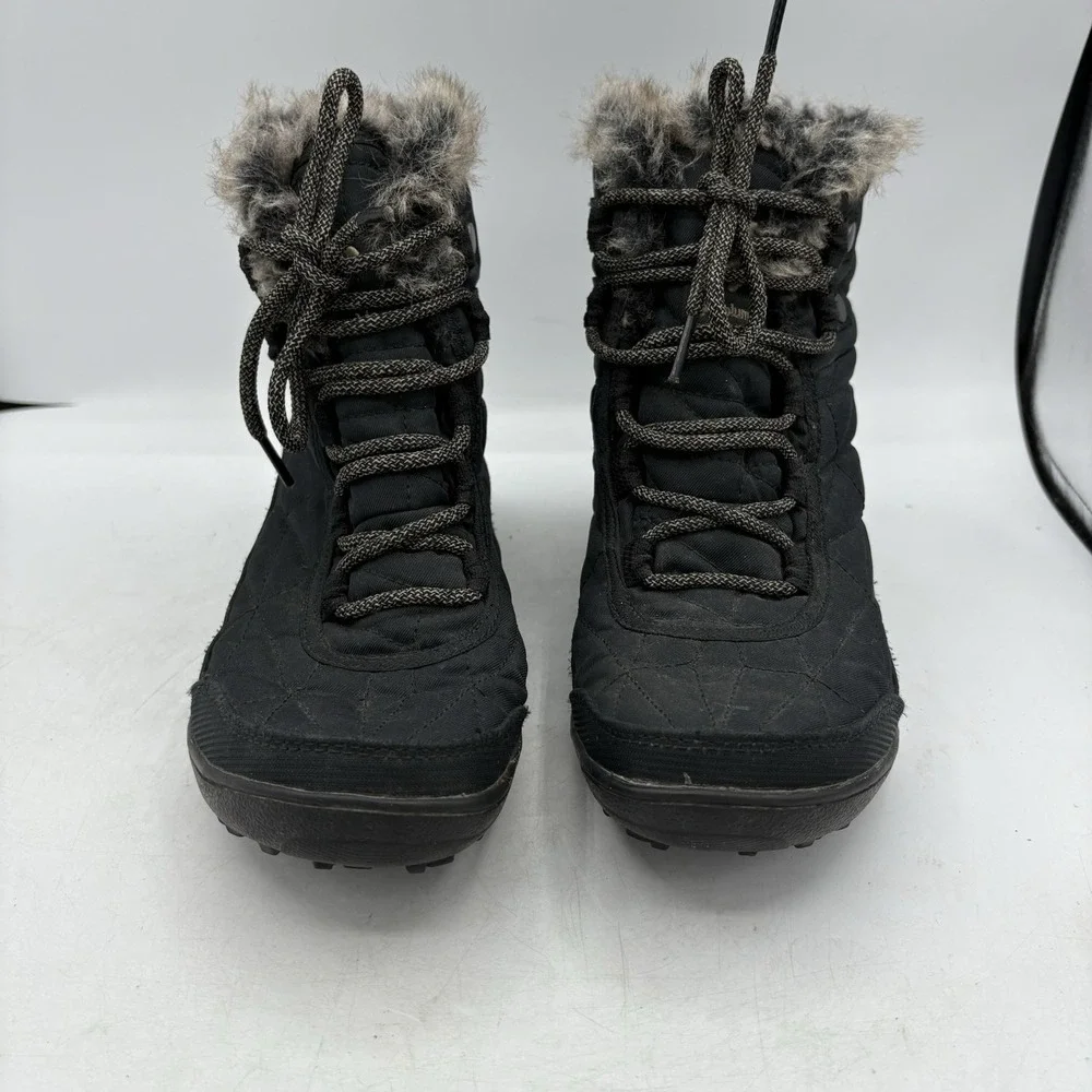 Columbia Snow Boots Womens Size 7.5 Minx Shorty III Black Waterproof Omni Grip